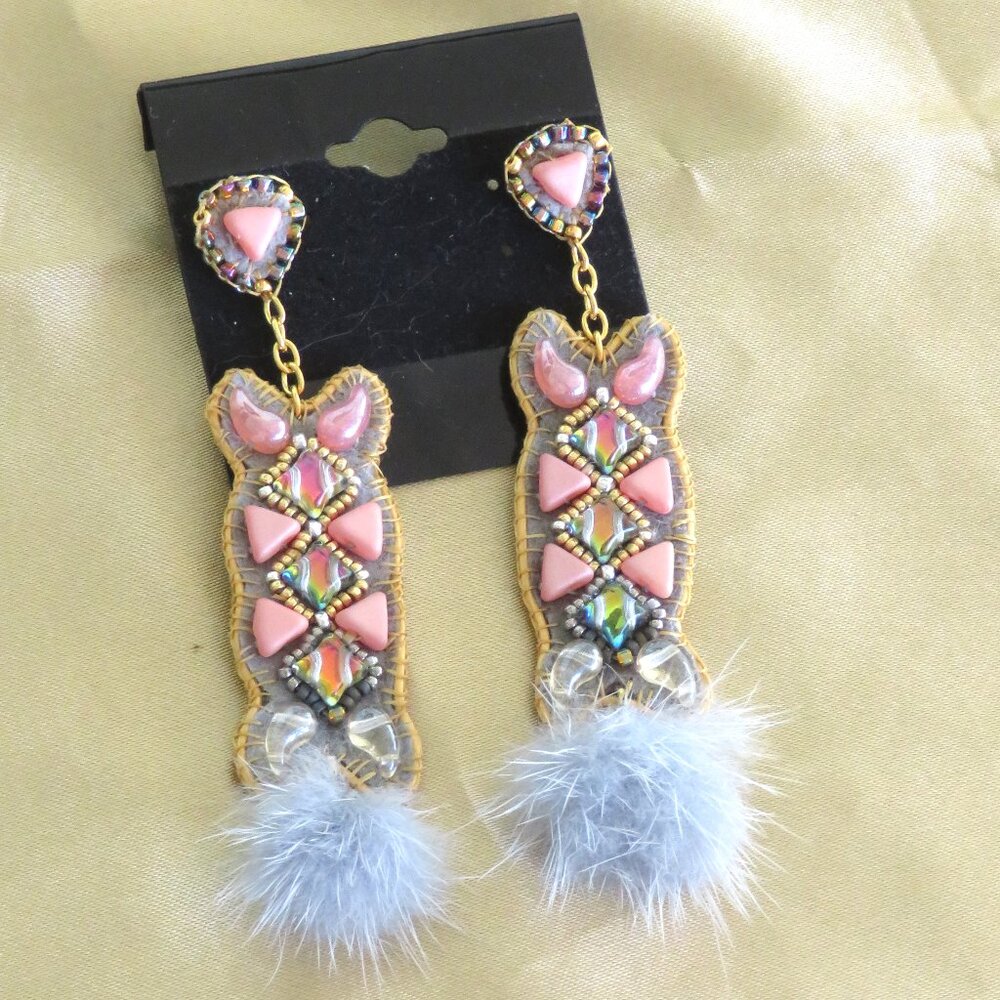 Handmade bead embroidered earrings